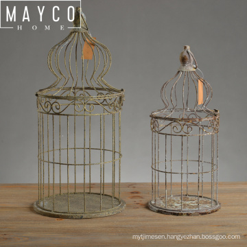 Mayco Garden Decor Antique Hanging Metal Bird Cage Set 2